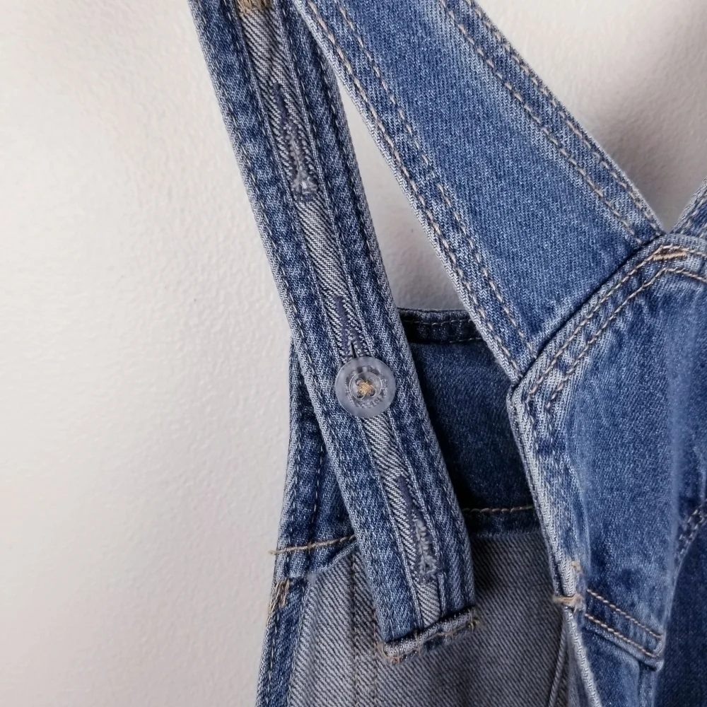 Old Navy #416296 Slouchy Straight Ripped Jean Overalls for Girls NWT L(10-12)